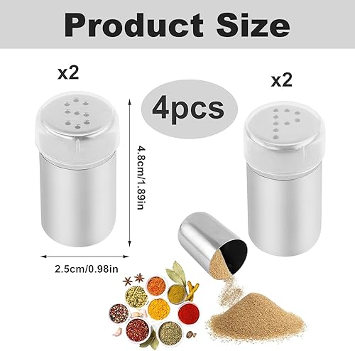 Lot de 4 Salière et Poivrière Set, Acier Inoxydable Poivriere, Salière à Épices, Pots à épices, Moulin Sel Poivre, Moulin a Poivre, Saliere et Poivriere de Table pour Sel et Poivre - Transparent, Cuis - Nail Gallerys