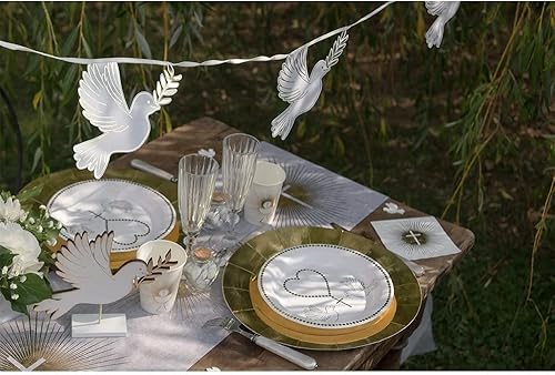 Santex - 10 Assiettes Communion Carton 22.5CM Blanc Or - Nail Gallerys