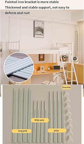 JUSHZ Moustiquaire De Lit Mousticaire Moustiquaires De Lit Simple avec Cadre Rideau De Lit Dortoir étudiant Lits Superposés étanche à La Poussière (grey1,90x190x90cm) - Nail Gallerys