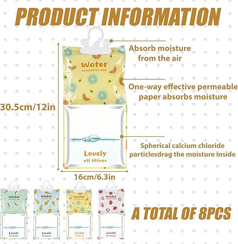 Sac Déshumidificateur, 8 Pièces Déshumidificateurs D'armoire, Absorbeur d'Humidité Placard 160g, Sac de Déshumidification Suspendu pour Placard, les Sous-sols, Placards, Buanderies(Modèle Aléatoire) - Nail Gallerys