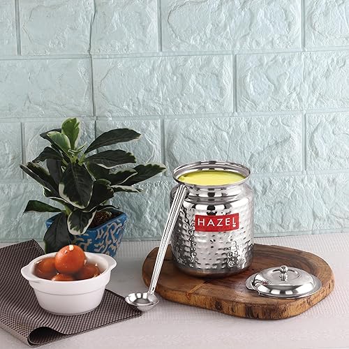 HAZEL Récipient à huile et ghee en acier inoxydable Argenté 600 ml - Nail Gallerys