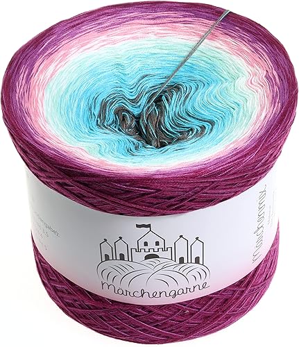 Bobbel Fil de dégradé de couleur - Taille au choix - Laine à tricoter au crochet - Épaisseur des baies - Mûre à l'extérieur, 300 g/1140 m - 4 compartiments) - Nail Gallerys
