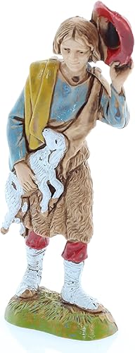 Moranduzzo Berger avec Agneau pour Crèche de 10 Cm Échelle 1:20-Figurines de Crèche Indestructibles-Style 700',Peinture Finition à la Main,Produit Officiel,Fabriqué en Italie,Sculpteur M. Landi - Nail Gallerys