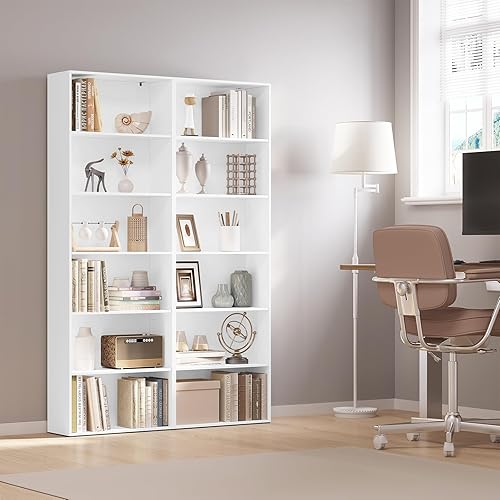 WOLTU Bibliothèque à 6 Niveaux, Étagère Ouverte, Meuble Autoportant, Étagère de Rangement pour Salon, Bureau, Chambre, 60x180x23,5 cm, Blanc, SK052ws - Nail Gallerys