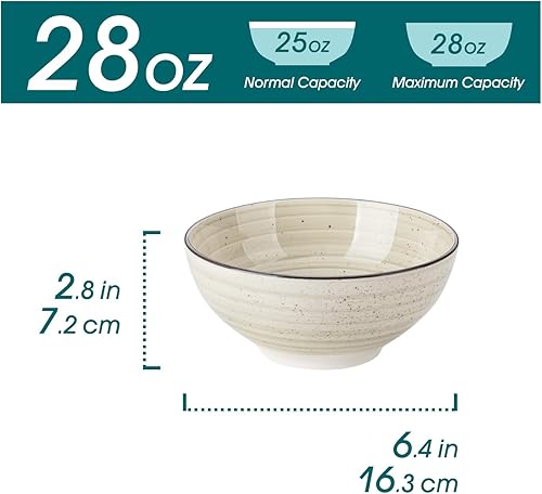 vancasso Bonbon Lot de 6 bols à céréales en céramique pour salade, nouilles, flocons d'avoine, crème glacée, lave-vaisselle et micro-ondes, beige - Nail Gallerys