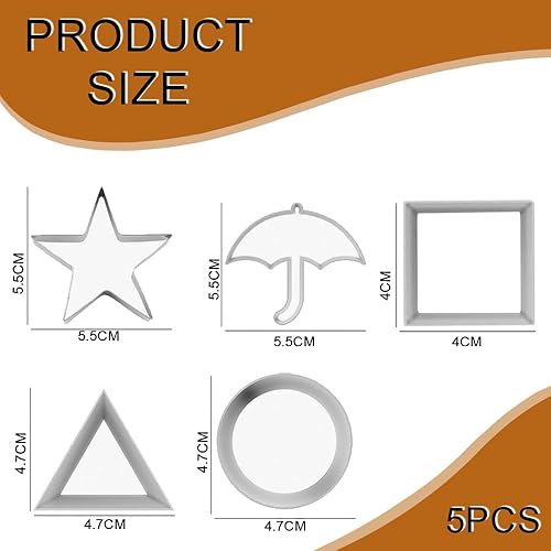 Azlanway Emporte-pièces Dalgona Coréens, Lot de 5 Moules Biscuits Inox Formes Parapluie, Triangle, Étoile, Cercle, Carré – Accessoires Pâtisserie Fête, Biscuit Sucre, Nouvel An, Enfants - Nail Gallerys