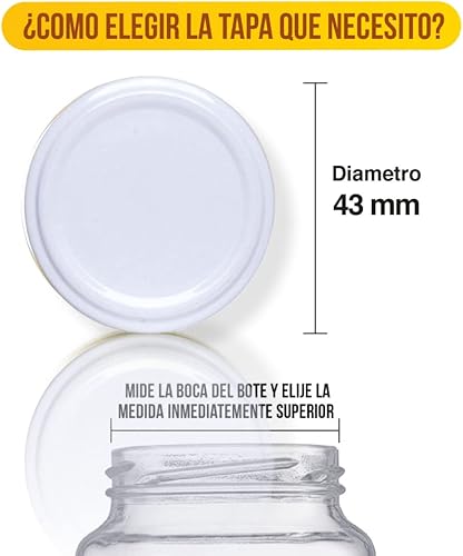 Couvercles métalliques pour boîtes en verre hermétiques - Couvercle de rechange - Boîte de différents diamètres - Couvercles à vis 43 mm diámetro Blanche - Nail Gallerys