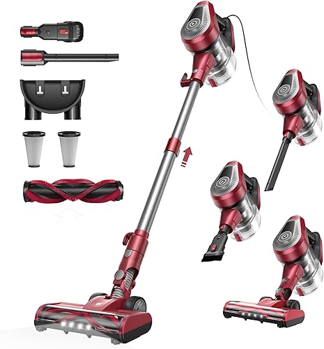Vexilar C8 Aspirateur Balai avec Fil, 600W/60Kpa Aspirateur Balai Puissant avec Recharge Murale, Cable de 7 m, Brosse Anti-Emmêlement,1,5L Aspirateur Balai pour Tapis,Sols Durs,Poils d'animau - Nail Gallerys
