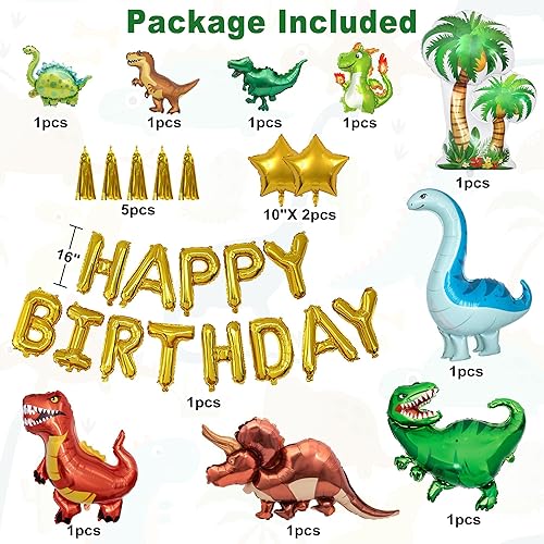 125 Pièces Ballon Dinosaure Kit Dino Anniversaire Latex Ballons Wild Dinos Animaux de la Jungle Feuille Or Vert Sauge Doré Orange Bleu pour Baby Shower Tropical Decoration Garcon - Nail Gallerys