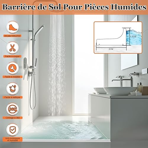 Symyda 150cm Joint Porte Douche, Silicone Joint Porte de Douche Pliable De, Barrière Eau Douche Autocollante, Séparation sèche et humide de la cuisine et de la salle de bain（transparente） - Nail Gallerys