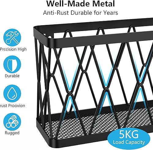 Lot de 3 organiseurs de porte d'armoire, rangement mural pour cuisine, camping-car, garde-manger, sous évier (noir) - Nail Gallerys