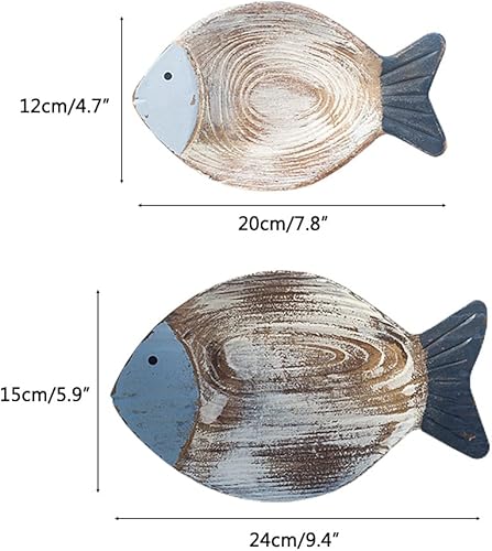 Dan&Dre Poissons en bois Décoration suspendue Poissons en bois Art mural Thème de plage Sculpture de poisson - Nail Gallerys
