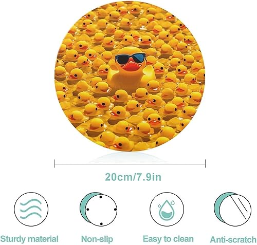 Planche à découper en verre trempé, motif canard jaune avec lunettes de soleil, 20 x 20 cm, planche à découper ronde, antidérapante, anti-rayures et résistante à la chaleur - Nail Gallerys