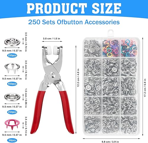 50 Sets Boutons Pression En Métal Pour Vêtements, Universel Kit De Fixation Sans Couture 9.5 mm Boutons-Pression Avec Pinces, Kit Bouton Pression Metal pour Vêtements, Sacs et Artisanat - Nail Gallerys