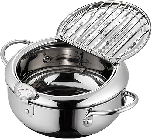 Friteuse en acier inoxydable de 4,2 L avec égouttoir à température et égouttement d'huile, petit pot à frire avec poignées pour poissons - Nail Gallerys