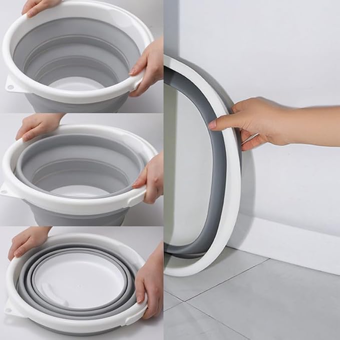 Seau Pliable 10 Litres Avec Couvercle Grande Capacité Pratique Poignée De Transport Seau Pliable En Plastique Seau De Pêche Avec Accroche Adhesif Pour Camping Pêche Randonnée Nettoyage Menage (10L) - Nail Gallerys