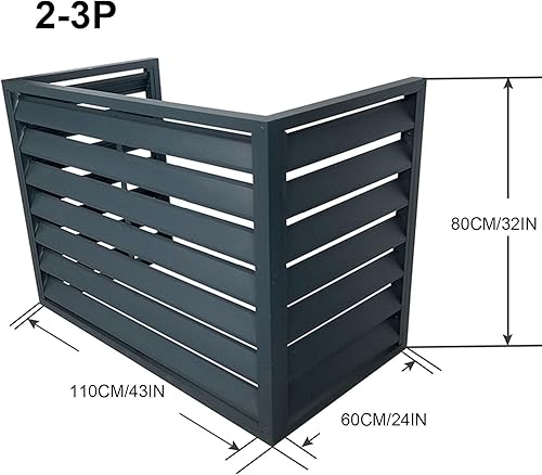 Cache climatiseur extérieur aluminium,Caisson anti-bruit pompe à chaleur Étanche À La Poussière Et À L'eau Convient pour l'unité extérieure du climatiseur Gris toit plat,Taille 100 * 50 * 70cm - Nail Gallerys