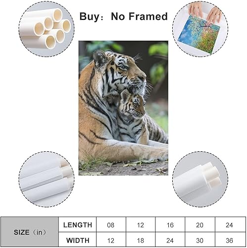 Poster animal, bébé tigre et papa, peinture sur toile, décoration murale, pour salon, chambre à coucher, 30 x 45 cm - Nail Gallerys