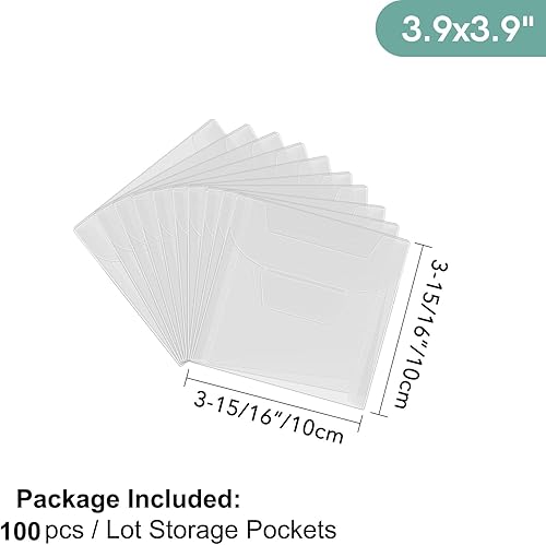 Briartw Lot de 100 pochettes de rangement carrées en plastique transparent refermables pour matrices de découpe, pochoirs, gaufrage, loisirs créatifs, scrapbooking, cartes en papier, loisirs créatifs - Nail Gallerys