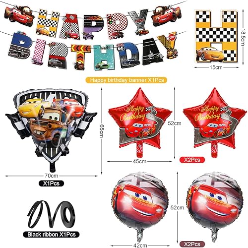 Siphus Decoration Anniversaire Car, Kit Ballon Voiture, Deco Anniversaire Garcon, Race Car Ballons en Aluminium, Banderole Happy Birthday pour Fete d'anniversaire Enfants - Nail Gallerys