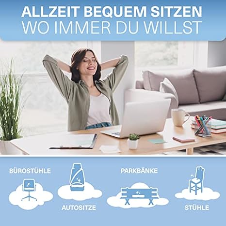 Hoxx ® Wolkenthron Coussin d'assise orthopédique - Coussin d'assise ergonomique en gel pour chaise de bureau et voiture, soulagement du coccyx - Favorise une posture idéale - Anneau d'assise pour plus - Nail Gallerys