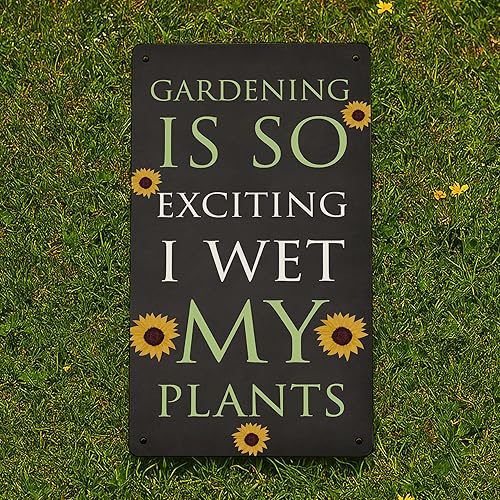 Red Ocean Panneau de jardin amusant pour l'extérieur, « Wet My Plants », cadeau amusant pour lui, elle, femme, homme, panneau mural à suspendre, abri de jardin, maison d'été, cadeau d'amitié, cadeau - Nail Gallerys