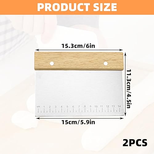 Lot de 2 Corne Patisserie,Coupe Pate Inox,Spatules à Pâte,Grattoir Patisserie avec Poignées en Bois,Spatule à Pâte en Acier Inoxydable pour GâTeau Pizza Coupe de Pain Ustensiles de Cuisine - Nail Gallerys