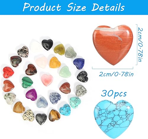 BELIHOME Lot de 30 pierres de cristal en forme de cœur - Pierres colorées en forme de cœur - Quartz rose - Améthyste - Pierres porte-bonheur pour enfants - Quartz améthyste en vrac - Nail Gallerys