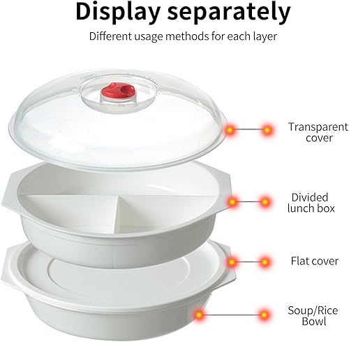 MEGYAD Lot de 2 assiettes à micro-ondes avec couvercle : vaisselle pour micro-ondes, 2 compartiments, boîtes de conservation adaptées au micro-ondes avec ventilation, assiettes à micro-ondes, boîtes - Nail Gallerys