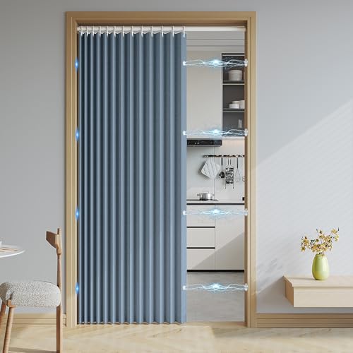 Haoyunll Rideaux Occultants Magnétique Isolant, Anti Froid et Chaleur, Rideaux Accordéon Invisibles pour Porte D'entrée, Salon, Placard, Chambre, 220 G/M², Beige, 80x180cm - Nail Gallerys