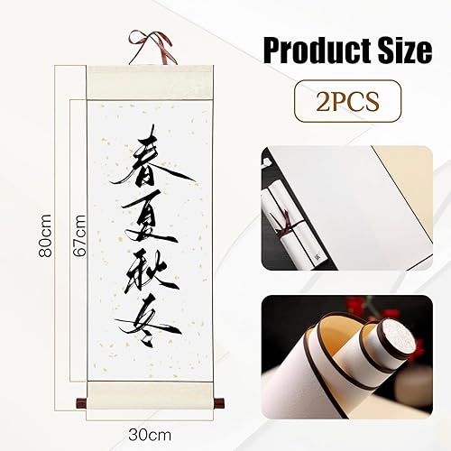 Hugwish 2pcs Rouleau Calligraphie Chinoise Peinture 80x30cm, Rouleaux Xuan Papier De Riz Mural (or) - Nail Gallerys