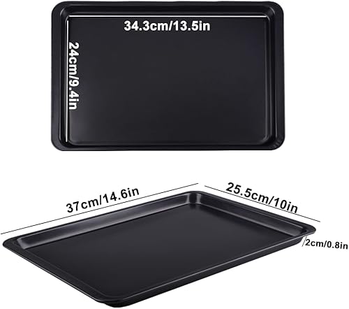 YapitHome Lot de 2 plaques de cuisson rectangulaires - Noir - 37 x 28 cm - Pour four et cuisinière - Nail Gallerys