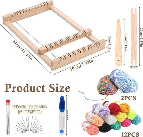 FYSL Métier à tisser pour enfants, Jouet tissage en bois, Apprendre à tisser enfant Activité manuelle créative, Kit tissage débutant enfant de 6 à 12 Ans, 29 × 19 cm - Nail Gallerys