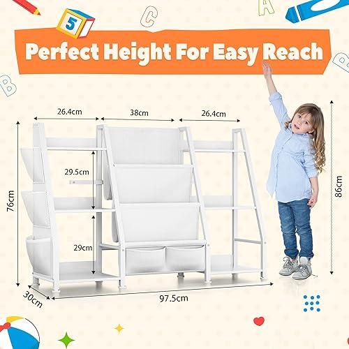 GoTiling Bibliotheque Enfant de Rangement Etagere: Bibliothèque Blanche avec 6 Compartiments - Étagères à Livres et Jouets pour Chambre et Salon - Nail Gallerys