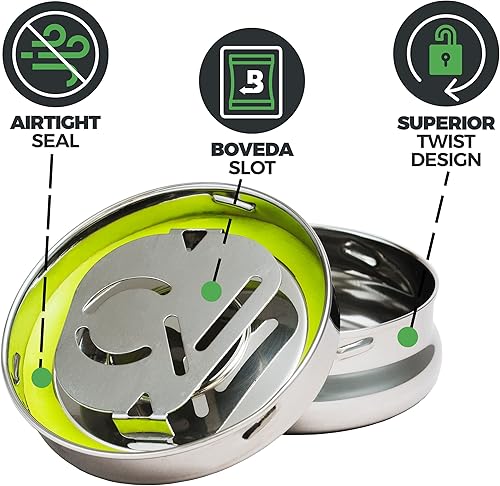 CVault Twist Support en acier inoxydable avec pack d'humidité Boveda Taille XS - Nail Gallerys