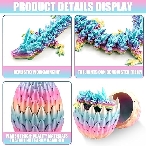 Œuf de Dragon Imprimé en 3D - Mystérieux Cristal Articulé avec Dragon à l'Intérieur - Jouet Surprise pour Pâques (Noir Laser et Rouge) - Nail Gallerys