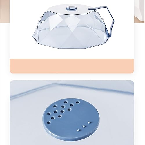 Verdant Touch Couvercle pour micro-ondes en plastique transparent avec aérations de vapeur, poignée anti-brûlure, anti-poussière pour plateau, poêle, bol 30 x 28 x 13 cm (bleu) - Nail Gallerys