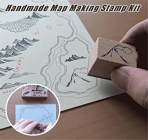 Handmade Map Making Stamp Kit,Map Making Stamp Kit | 16 Pieces Vintage Wooden Rubber Stamps,Rubber Stamps for Card Making,Wooden Rubber Stamp Set for Craft Scrapbooking (1) - Nail Gallerys