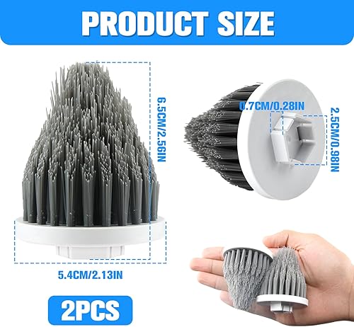 Buysow 2 Pièces Brosse Cône pour Brosseuse Électrique, Compatible avec Brosse de Nettoyage Électrique pour Nettoyer Coins Carrelage Fenêtre Baignoire en Cuisine et Bagno - Nail Gallerys