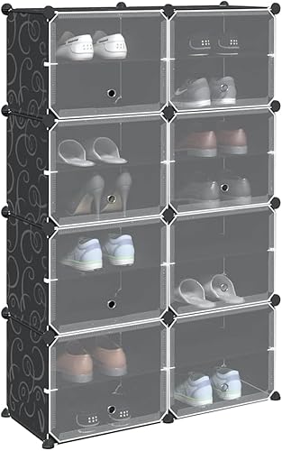 vidaXL Cubes de rangement 6 pcs avec portes noir PP, cube de rangement, organisateur de rangement cube, étagère à chaussures, cubes de rangement - Nail Gallerys
