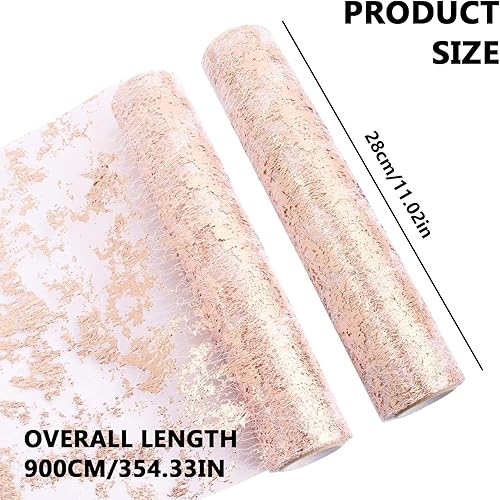 LINGJIA Chemin de Table Rose, 28*900cm Décoration Table Noel, Décoration de Nappe, Drapeaux Table Or Rose, Nappes de Baptême Or Pailleté, Serviettes en Tulle Festivals, Anniversaires, Fêtes, Mariages - Nail Gallerys