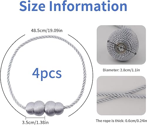 NAHUAA Embrasses de Rideaux Aimanté Doré Attache Rideau Aimantée 50 cm Embrasse Rideau Magnetique Boheme pour Fenêtre Décoration Maison Chambre, Lot de 2 - Nail Gallerys