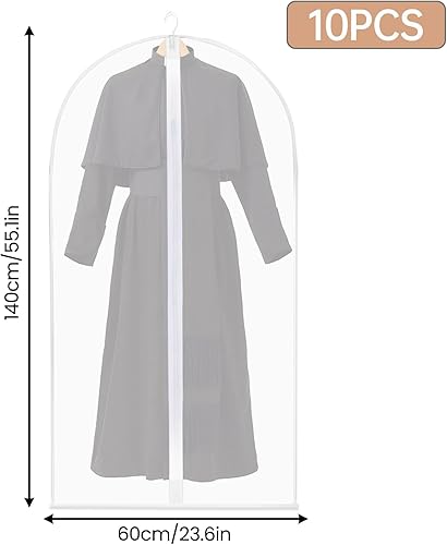 Minnhua 10 PCS Rangement pour Vêtements et Penderies Housse Vetements à Suspendre 60 * 140CM Housse de Protection Anti Poussière Etanche Humidité Housse de Rangement Semi Transparente - Nail Gallerys