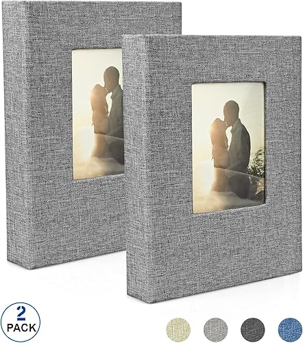 Album photo 10 x 15 cm 200 – 2 paquets de petit mini lin avec pages noires, 100 pages pour 200 photos, album à pochettes pour bébé, Saint-Valentin, cadeau d'anniversaire - Nail Gallerys