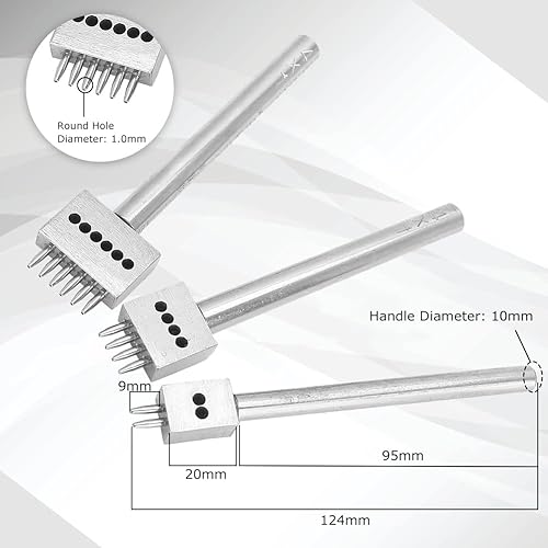 3 PCS Espacement Poinçon Outil DIY En Cuir Artisanat Trou Poinçonnage Ensemble Ceinture Profession En Cuir Trou Poinçon Outils Point De Coupe pour Portefeuille Ceinture(Pas de 6 mm (2 + 4 + 6)) - Nail Gallerys