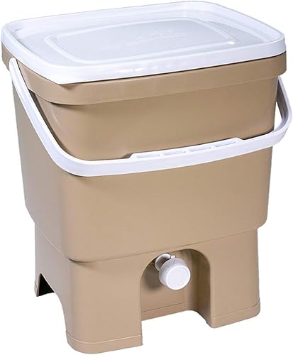 skaza Exceeding Expectations Bokashi Organko (16 L) Composteur pour Jardin et Cuisine en Plastique Recyclé | Kit de démarrage avec Activateur de Fermentation Bokashi Organko 1 kg (Cappuccino-Blanc) - Nail Gallerys