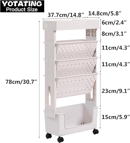 YOTATING Bibliothèque mobile avec roue, grande capacité pour livres, magazines, chariot de rangement mobile pour enfants avec 5 couches pour la maison, la salle de classe, l'école, le bureau, le - Nail Gallerys