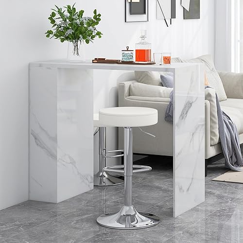 GIANTEX Lot de 2 Chaises de Bar, Tabouret Bar Pivotant à 360° avec Repose-Pieds, Base Ronde et Antidérapante, Hauteur Réglable de 65-85 cm, Chaises Hautes pour Cuisine, Bar et Salon, Blanc - Nail Gallerys