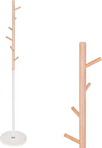 Springos Portemanteau avec pied en marbre - Porte-parapluie - Aspect arbre - Porte-manteau autoportant - Base en marbre - Accessoire de rangement - Meuble de rangement - Nail Gallerys