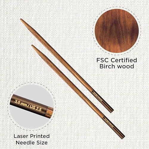 KnitPro K31201 31201 Pointe à Aiguilles, Bois, Naturel/Marron, 3 mm, Natur/Braun - Nail Gallerys